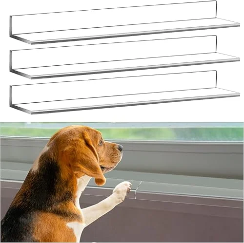 Wenqik 3 Pcs Total Length 35.5'' x 3.25'' Width x 0.16 Thick Clear Pet Window Sill Protector from Dog Cat Scratching Transparent Protection Against Dog Claw Chewing Slobbering Window Cover Guard