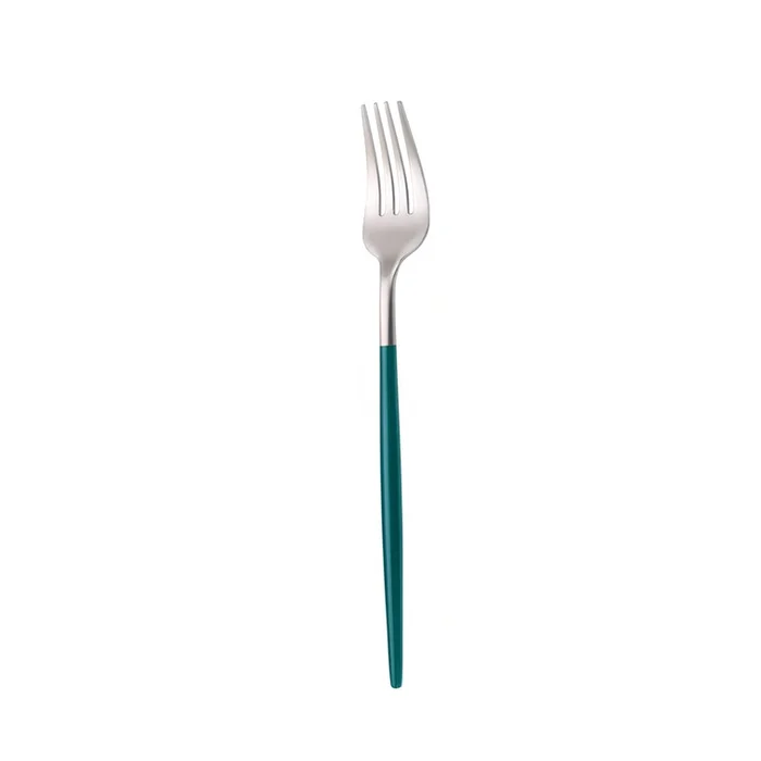 Western Tableware Cutlery Forks Green Silver 1 Piece