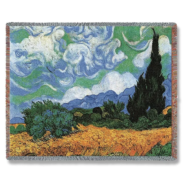 Wheat Field With Cypresses Blanket