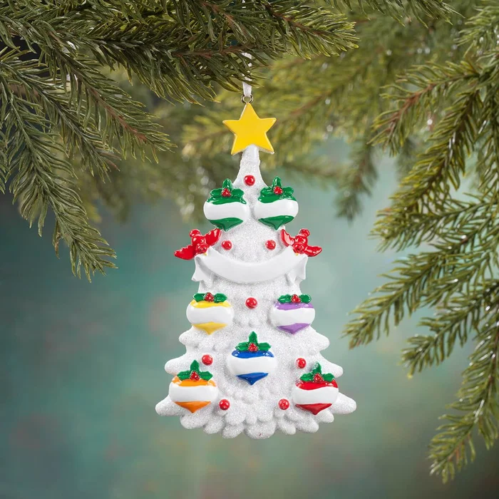 White Glitter Tree Ornament