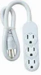 White Mini 3-outlet Power Strip