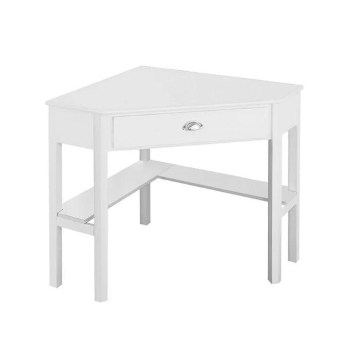White Wood Corner Computer Desk
