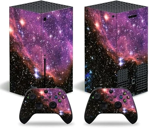 Whole Body Protective Vinyl Skin Decal Cover for Microsoft Xbox Series X Console, Purple Night Sky Xbox Series X Skins Wrap Sticker with Two Free Wireless Controller Decals