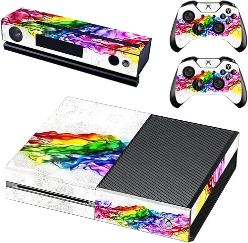 Whole Body Vinyl Sticker Decal Cover for Xbox One Console and Two Controller – Rainbow Band