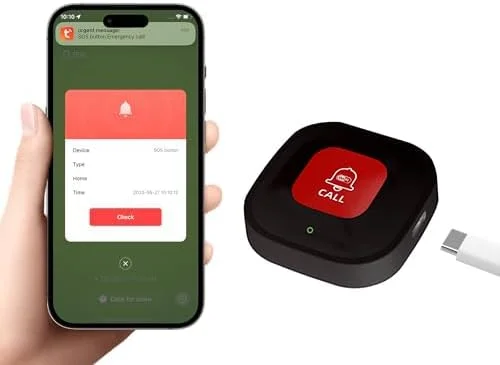 WiFi Caregiver Call Button Emergency SOS Call Button for Seniors no Monthly Fee with Fall Detection Waterproof Panic Button for Elderly Seniors Patients at Home