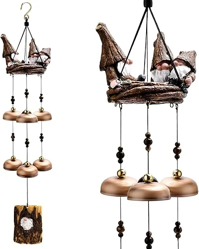 Wind Chimes for Outside, Gnome Wind Chimes with 6 Larger Bells for Mom Dad Daughter Women’s Gift, Outdoor Wind Chimes for Patio Porch Garden Backyard Decor