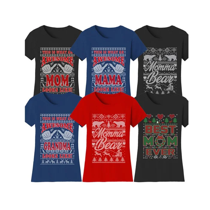Women's Christmas Sweater T-Shirts – Mom and Grandma Edition