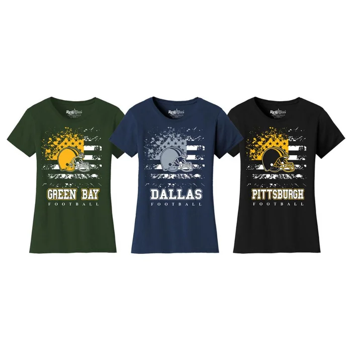 Women's Star-Spangled Football Short-Sleeve T-Shirts