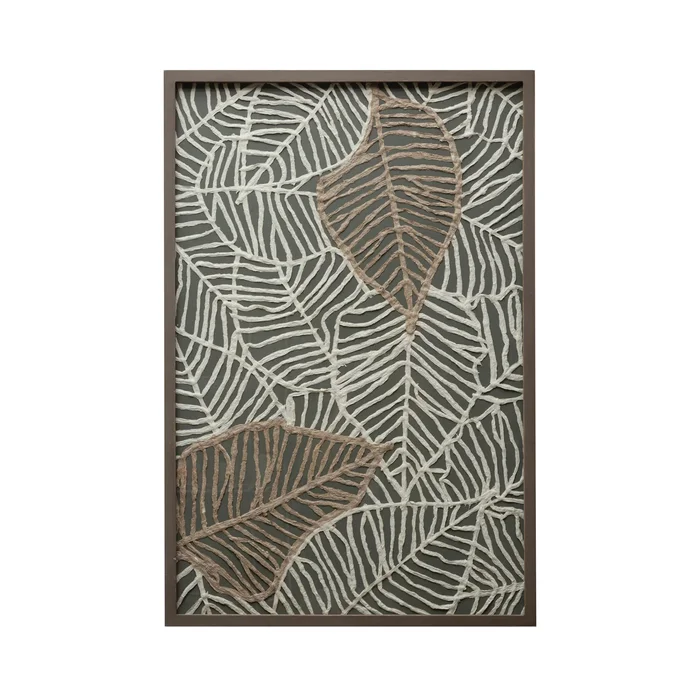 Wood Framed Mixed Material Botanical Wall Art with Glass Cover