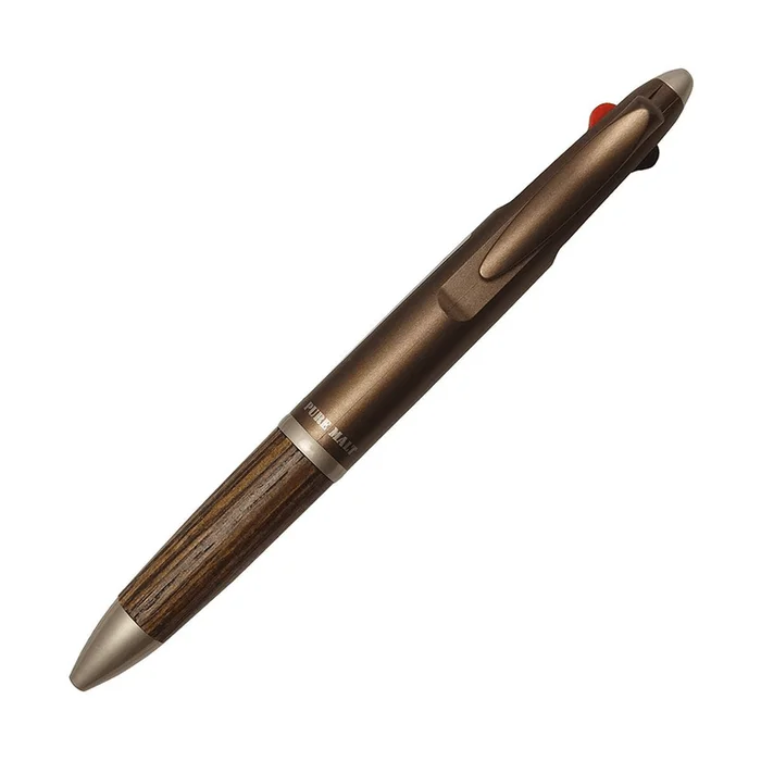 Wooden handle multifunctional pen 0.7mm black and red ballpoint pen + 0.5mm mechanical pencil dark brown