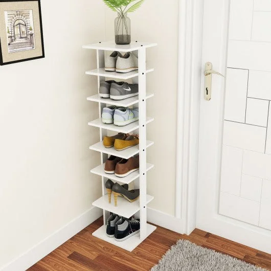 Wooden Shoebox Stand 7 Tiers Shoe Rack Organizer