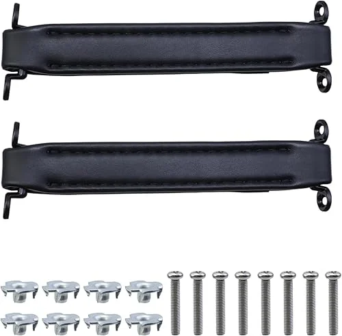 Woogim 2PCS Black Vintage Leather AMP Amplifier Handles 8.27′ Replacement Strap Handle with Mounting Screws for Amplifiers Suitcases