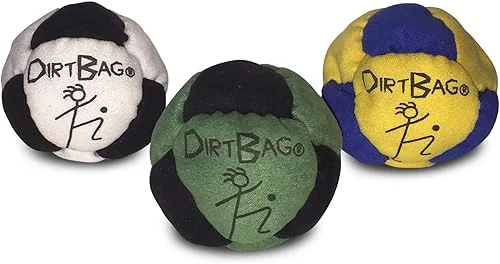 World Footbag Dirtbag Footbag 8-Panel Synthetic Suede and Sand Filled Hacky Sack Footbag | 3-Pack Assorted Color