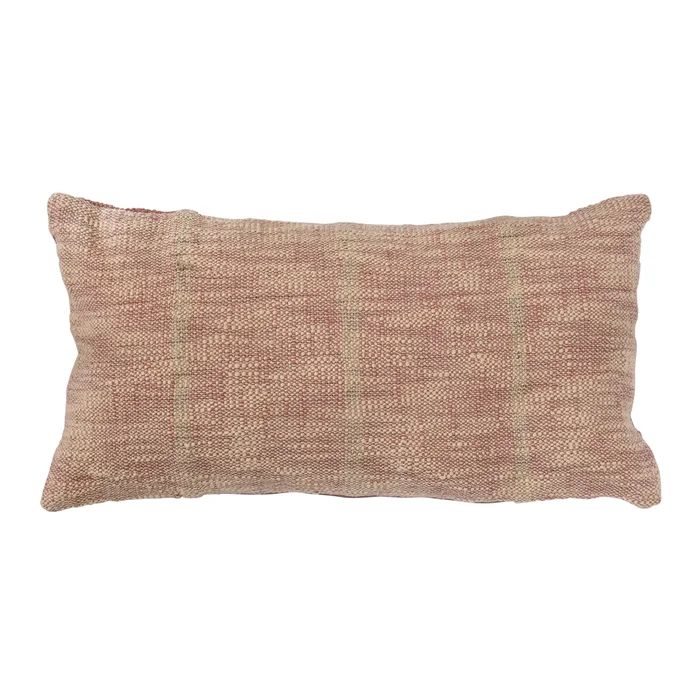 Woven Cotton Blend Lumbar Pillow