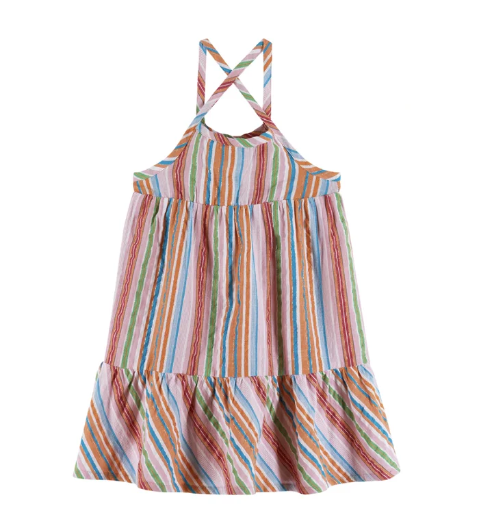 Woven Lurex Stripe Strappy Dress