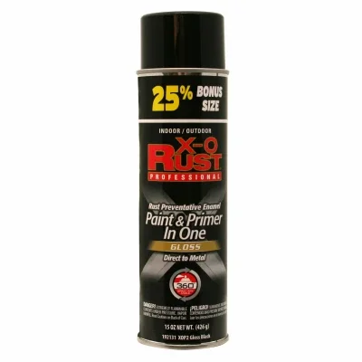 X-o Rust Anti-rust Enamel Spray Paint & Primer, Gloss Black, 15 Oz.