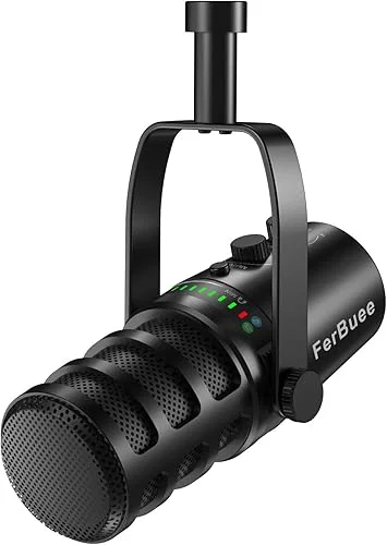 XLR USB Dynamic Microphone for Vocal Recording, Gaming, with 3.5mm Headphones Jack, Echo, Volume Control, Mute Button. Cardioid Microphone for Mixers, Sound Cards, PC, MAC, PS4, PS5 (WS803)