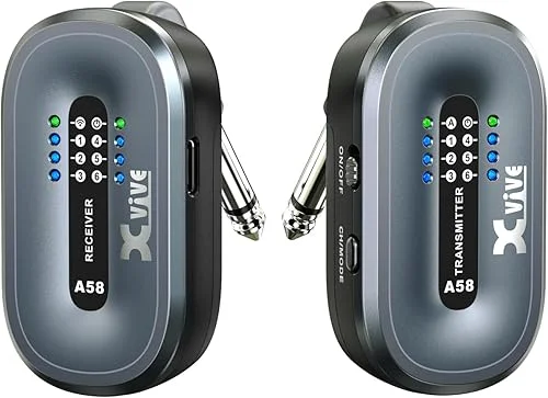 Xvive A58 Wireless Guitar System 5.8GHz Wireless Guitar Transmitter Receiver for Active or Passive Pickup Electric/Acoustic Bass Guitar