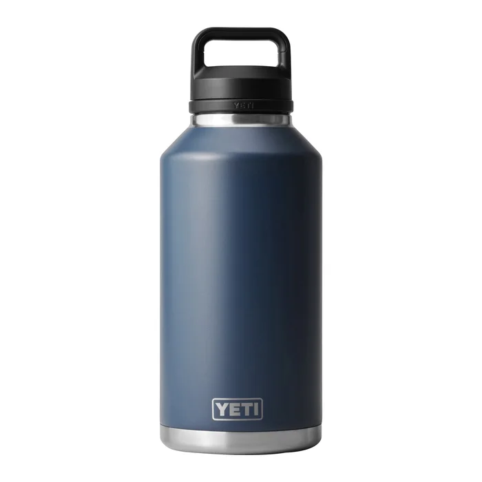 Yeti Rambler 21071080009 Water Bottle with Chug Cap, 64 oz Capacity, Stainless Steel, Navy Blue