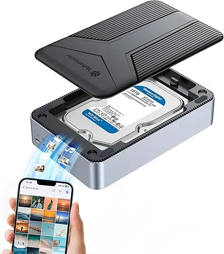 Yottamaster 1 Bay NAS Storage for 3.5′ SATA HDD, Up to 20TB, Quad Core CPU, 1GbE Port, 1GB RAM DDR4, Network Attached Storage Device for Home & Personal Cloud Storage [Diskless] – DM2