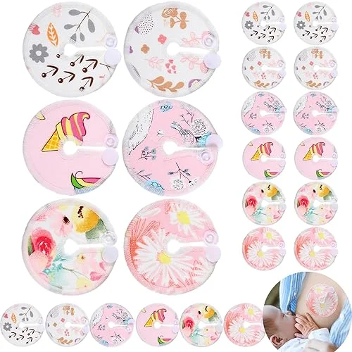 Yungyan 24 Pieces G Tube Covers Reusable Feeding Button Pads Soft G J Tube Button Covers Washable Nursing Breast Pads for Kid Baby Breastfeeding Care Supplies(Floral)