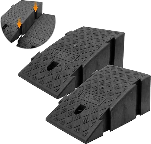YYDS Curb Ramp, 6′ 7′ Rise Height 2 Pack,Heavy Duty Plastic Ramps,Interlock Curb Ramps for Driveway,Threshold Ramp for Sidewalk,Driveway,Car, Scooter, Bike, Motorcycle (7 inch high)