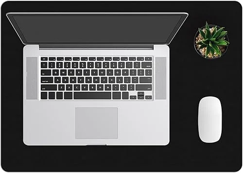 ZBRANDS Leather Desk Mat for Keyboard and Mouse 24′ x 17′, Midnight Black Desk Pad, Extended Non-Slip Rectangular Keyboard Pad, Laptop and Desktop Computer Keyboard and Mouse Pad, Desk Blotter Mat