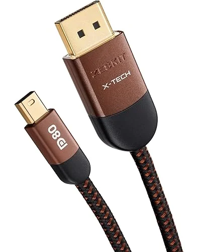 Zeskit X-Tech VESA Certified Mini Displayport to Displayport DP 2.1 Cable DP80 80Gpbs, 3ft