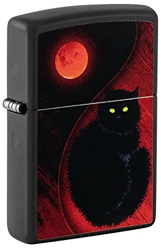 Zippo Mystique Black Cat Matte Pocket Lighter – Sleek & Superstitious Design