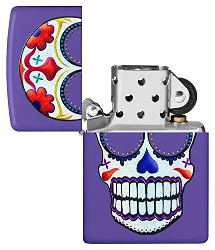 Zippo Purple Matte Sugar Skull Pocket Lighter – Day of the Dead Inspired