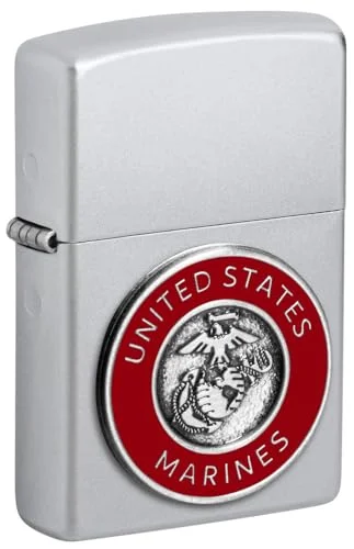 Zippo United States Marines Emblem Satin Chrome Lighter – Semper Fi
