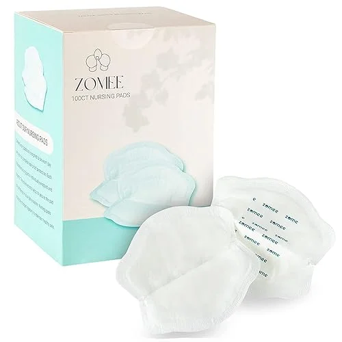 Zomee Disposable Breast Pads for Breastfeeding – Ultra-Absorbent/Leak-Proof/Discreet/Secure – Highly Portable: Individually Wrapped – Soft & BPA-Free (Pack of 200)