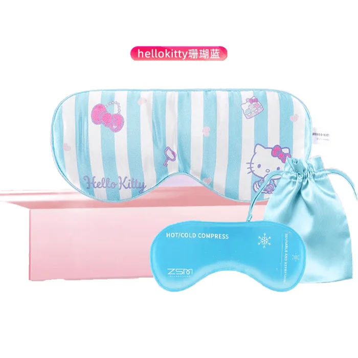 ZSM 16 mmi silk blindfold #kt coral blue ( eye mask 1 + storage bag 1 + outer material 1)