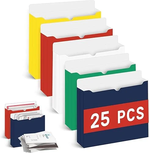 Zzrywuty 2-Inch Expandable File Folders, Letter Size, Expansion File Jackets for Documents, Multi Colored Expanding File Folders for School, Office, Business (25 Packs)